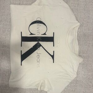 Calvin Klein Cream Tee with Black Logo